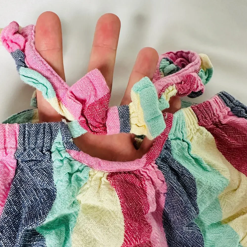 Old Navy 2 Piece Colorful Striped Babydoll Top w/ Bloomers Set Sz 12-18 mo